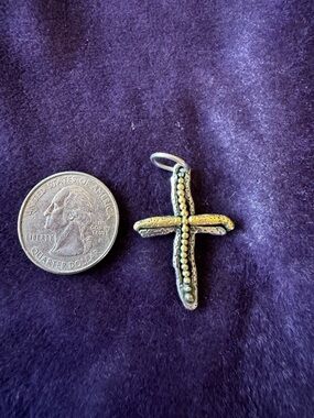 Grace & Heart Silver-Tone and brass Beaded Cross Pendant
